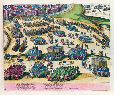 Hertigen av Parma befriar Paris från belägring av Henri IV:s styrkor 1590. av Franz Hogenberg