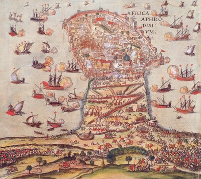 Den osmanske korsaren Khayr al-Din Barbarossa mot Karl V:s armé, av Franz Hogenberg av Franz Hogenberg