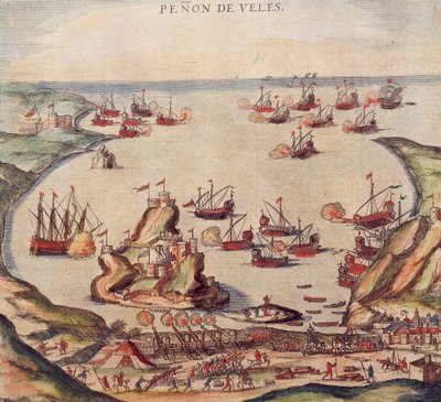 Den osmanske korsaren Khayr al-Din Barbarossa mot Karl V:s armé, av Franz Hogenberg av Franz Hogenberg