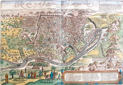 Vy över Kairo (Kairus) Egypten (etsning av Franz Hogenberg