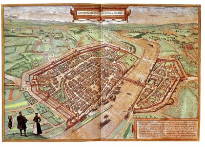 Vy över Frankfurt am Main, Tyskland (gravyr av Franz Hogenberg