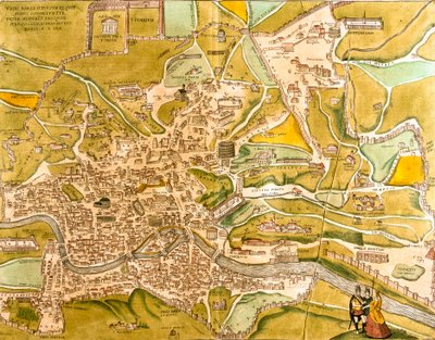 Utsikt över Rom (Romae), Italien (etsning av Franz Hogenberg