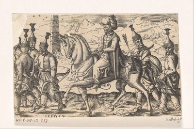 Sultan till häst i sällskap av soldater av Franz Isaac Brun
