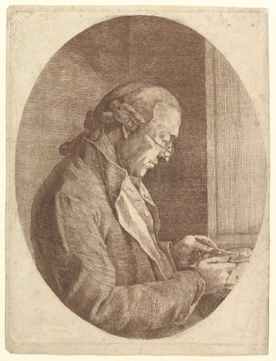Porträtt av en konstnär som skissar en porträttminiatyr, 1799. av Franz Jakob Josef Ignatz von Predl
