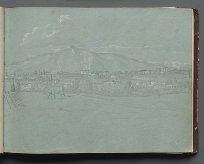 Album med utsikt över Rom och omgivningar, Landskapsstudier, sida 10a: Romerskt landskap av Franz Johann Heinrich Nadorp