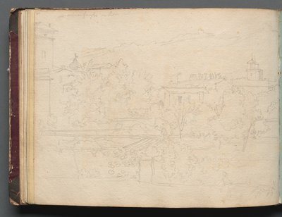 Album med utsikt över Rom och omgivningar, landskapsstudier, sida 16b: Romersk utsikt. av Franz Johann Heinrich Nadorp