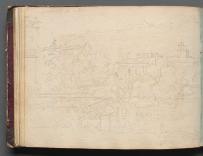 Album med utsikt över Rom och omgivningar, landskapsstudier, sida 16b: Romersk utsikt av Franz Johann Heinrich Nadorp
