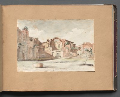 Album med utsikt över Rom och omgivningar, landskapsstudier, sida 22a: "Terme di Diocleziano, Rom" av Franz Johann Heinrich Nadorp