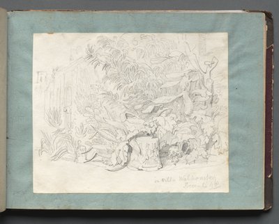 Album med utsikt över Rom och omgivningar, landskapsstudier, sida 24a: I Villa Walkonsky. av Franz Johann Heinrich Nadorp