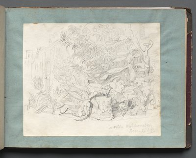 Album med utsikt över Rom och omgivningar, landskapsstudier, sida 24a: "In Villa Walkonsky" av Franz Johann Heinrich Nadorp