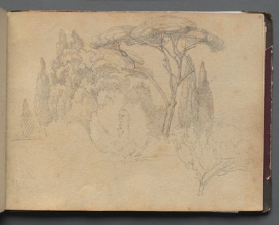 Album med utsikt över Rom och omgivningar, Landskapsstudier, sidan 29a: Landskapsstudie. av Franz Johann Heinrich Nadorp