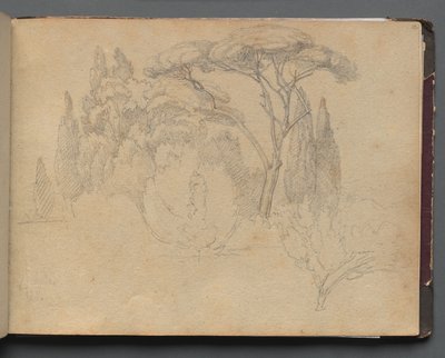 Album med utsikt över Rom och omgivningar, Landskapsstudier, sidan 29a: Landskapsstudie av Franz Johann Heinrich Nadorp