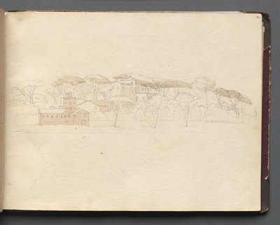 Album med utsikt över Rom och omgivningar, landskapsstudier, sida 30a: Romersk panoramavy av Franz Johann Heinrich Nadorp