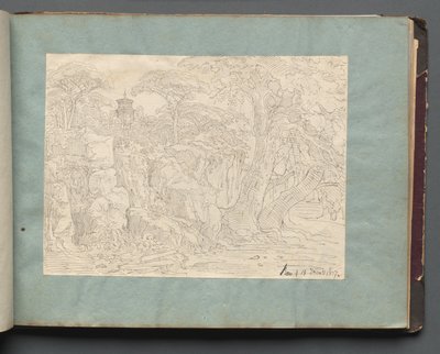 Album med utsikt över Rom och omgivningar, landskapsstudier, sida 36a: Romersk utsikt. av Franz Johann Heinrich Nadorp