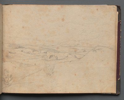 Album med utsikt över Rom och omgivningar, Landskapsstudier, sida 40a: Romerskt landskap av Franz Johann Heinrich Nadorp