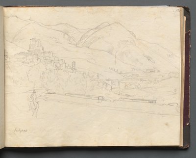 Album med utsikt över Rom och omgivningar, landskapsstudier, sida 42A: Roman Landscape. av Franz Johann Heinrich Nadorp