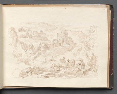Album med utsikt över Rom och omgivningar, Landskapsstudier, sida 43a: Romerskt landskap. av Franz Johann Heinrich Nadorp