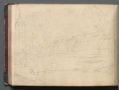 Album med utsikt över Rom och omgivningar, Landskapsstudier, sidan 48b: Romerskt landskap. av Franz Johann Heinrich Nadorp