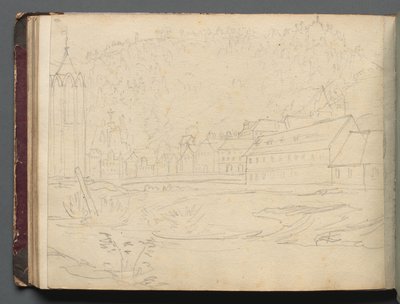 Album med utsikt över Rom och omgivningar, Landskapsstudier, sida 48b: Romerskt landskap av Franz Johann Heinrich Nadorp
