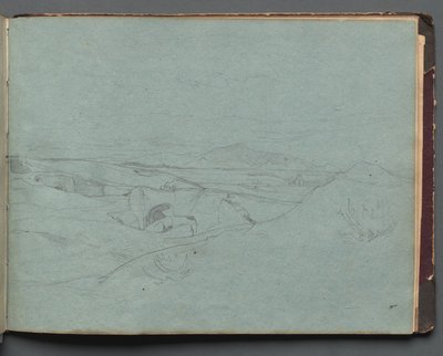 Album med utsikt över Rom och omgivningar, Landskapsstudier, sida 52a: Romerskt landskap. av Franz Johann Heinrich Nadorp