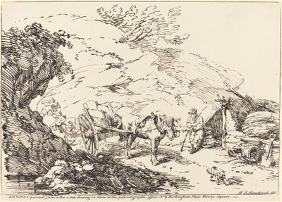 Häst och vagn i stenbrott av Franz Joseph Manskirch