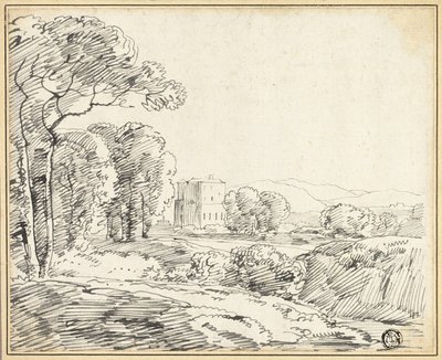 Landskap, hus i park av Franz Kobell