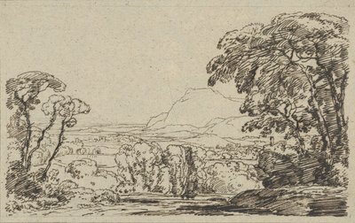 Landskap med dalgång i bergen av Franz Kobell
