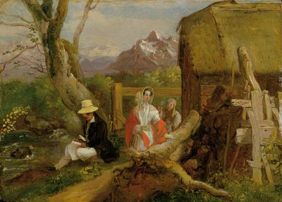 Målaren och vandraren i landskapet ("Idyll") av Franz Krammer