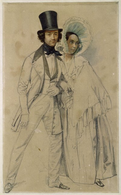 Makaran Paul och Amalie Taglioni (Studie till målningen ”Parad för första fotgardesregementet”, 1839) av Franz Krüger