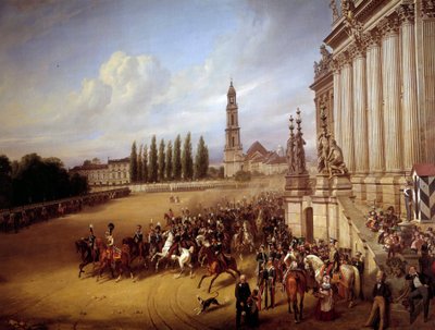 Parad i Postdam. Målning av Franz Kruger (1797-1857) ec all. av Franz Krüger
