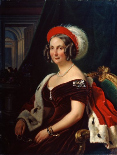 Porträtt av drottning Frederica av Hannover, 1778-1841, 1800-talet. av Franz Krüger