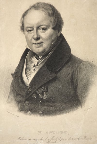 Porträtt av den kejserlige personliga läkaren Nicholas Martin Arendt 1785-1859, 1836 av Franz Krüger