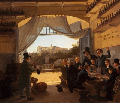 Tyska: Kronprinz Ludwig in der Spanischen Weinschänke zu Rom Kronprins Ludwig på den spanska vintavernan i Rom av Franz Ludwig Catel