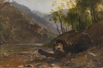 Utsikt över en trädbevuxen flod av Franz Ludwig Catel
