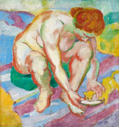 Nakenbild med katt av Franz Marc