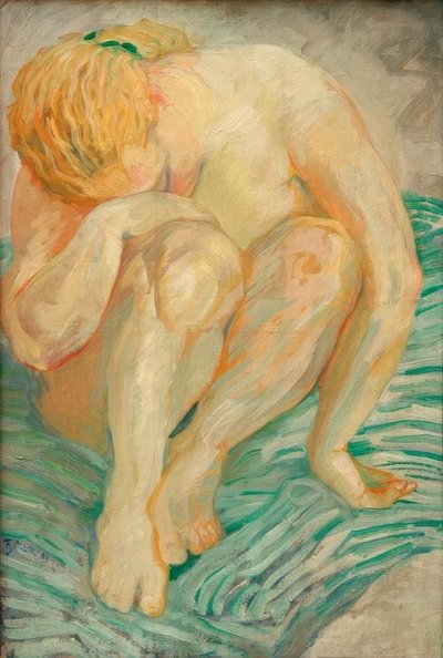 Nakenstudie (kvinnlig naken) av Franz Marc