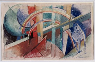 Blå häst och regnbågeteckning i blyerts och akvarell av Franz Marc av Franz Marc