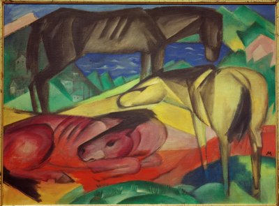 Tre hästar II av Franz Marc