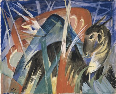 Fabeldjur I Komposition med djur I, 1913 av Franz Marc
