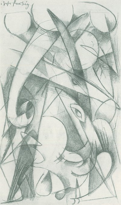 Franz Marc - Skissbok från fältet - Blad 09 av Franz Marc