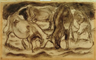Kämpande kor av Franz Marc