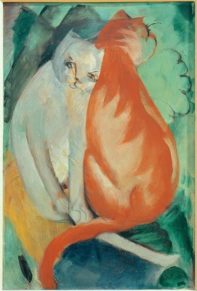 Katter, röda och vita av Franz Marc