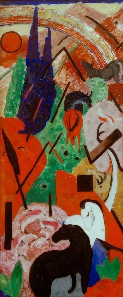 Landskap med djur och regnbåge av Franz Marc