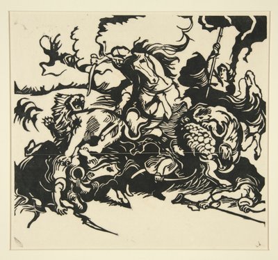 Lejonjakt av Franz Marc