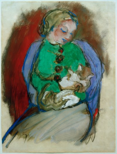 Flicka med katt av Franz Marc