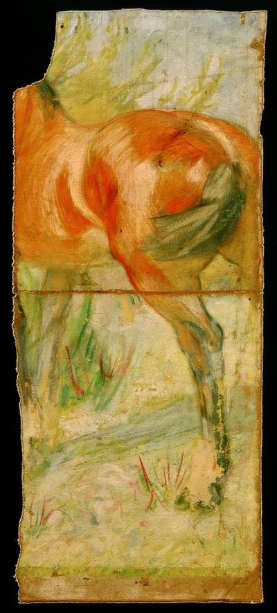 Häst framför en stor buske av Franz Marc