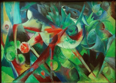 Rådjur i blomsterträdgården av Franz Marc