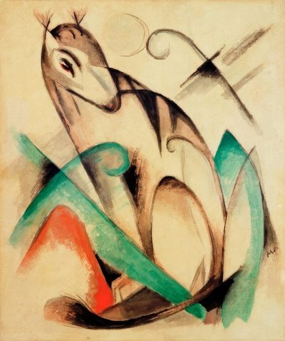 Sittande mytisk best av Franz Marc