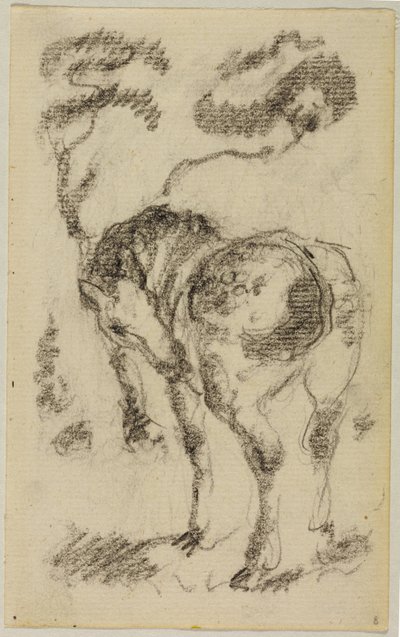Stående häst med träd av Franz Marc