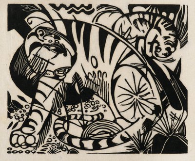Tiger, 1912 (träsnitt på japanskt papper) av Franz Marc